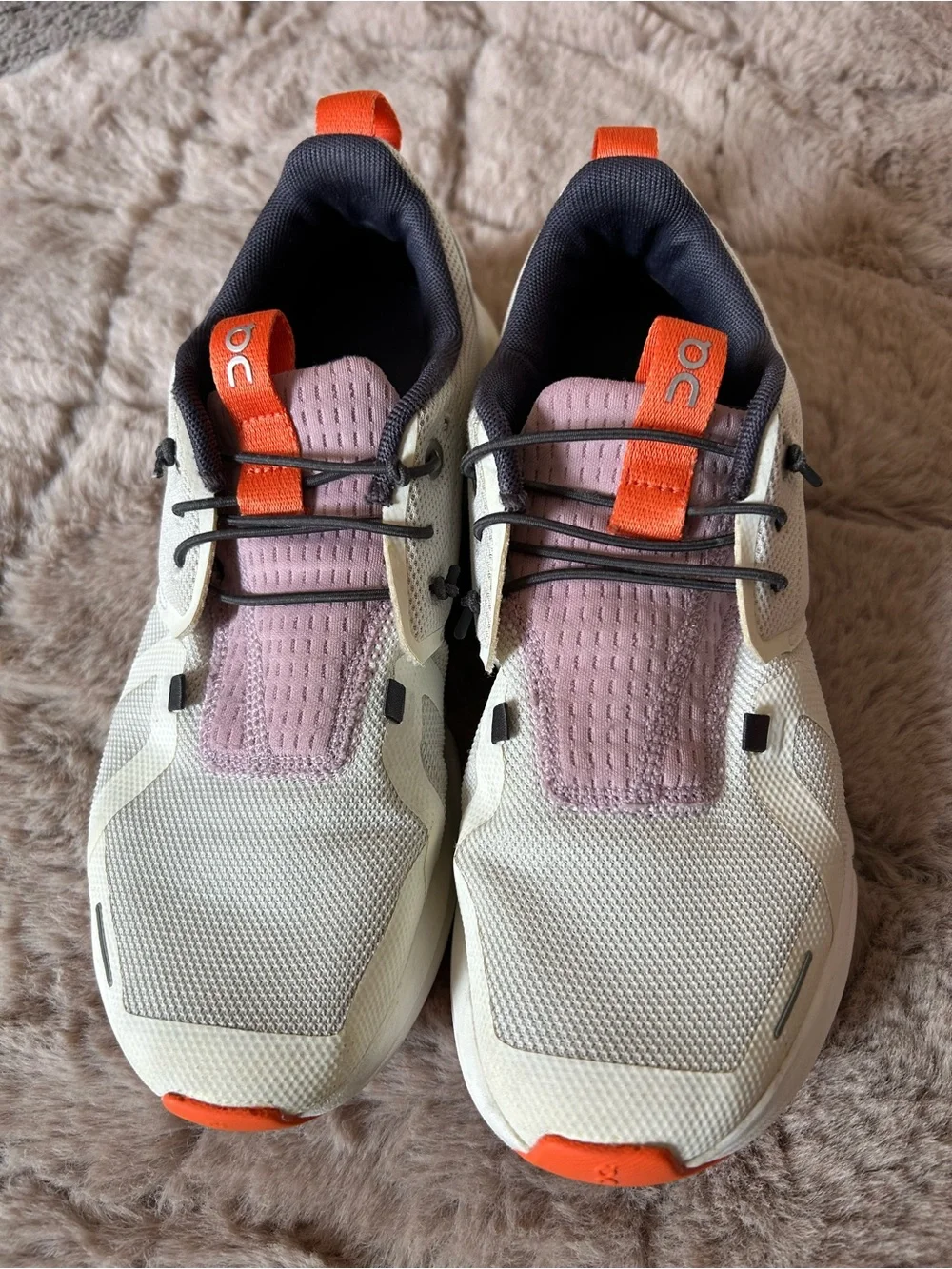 On Running Sneakers in Cream with Pink & Orange Accents size 5.5Youth